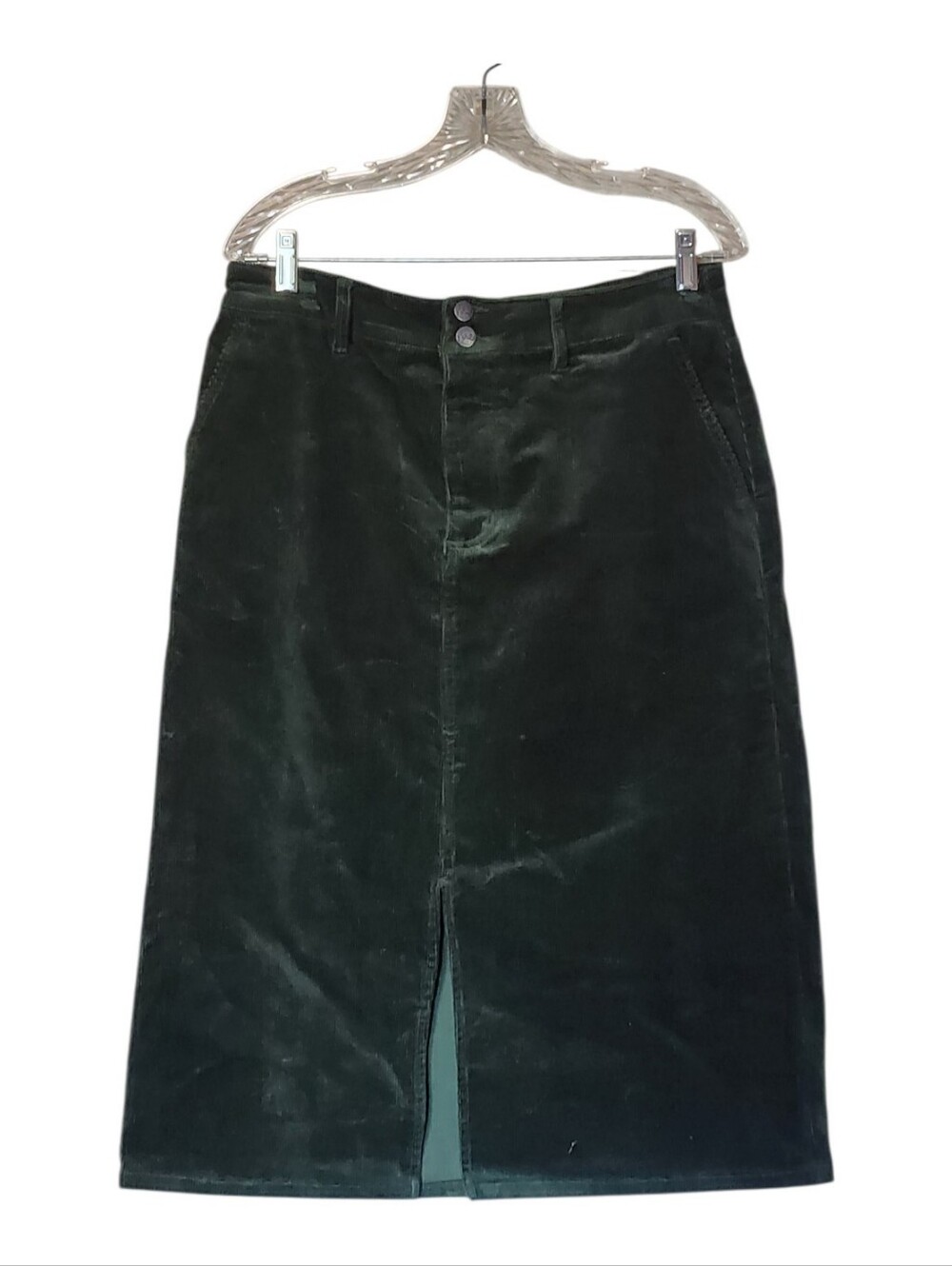 Me by Jennie Garth Colette Corduroy Midi Green Skirt A663664- Size 10